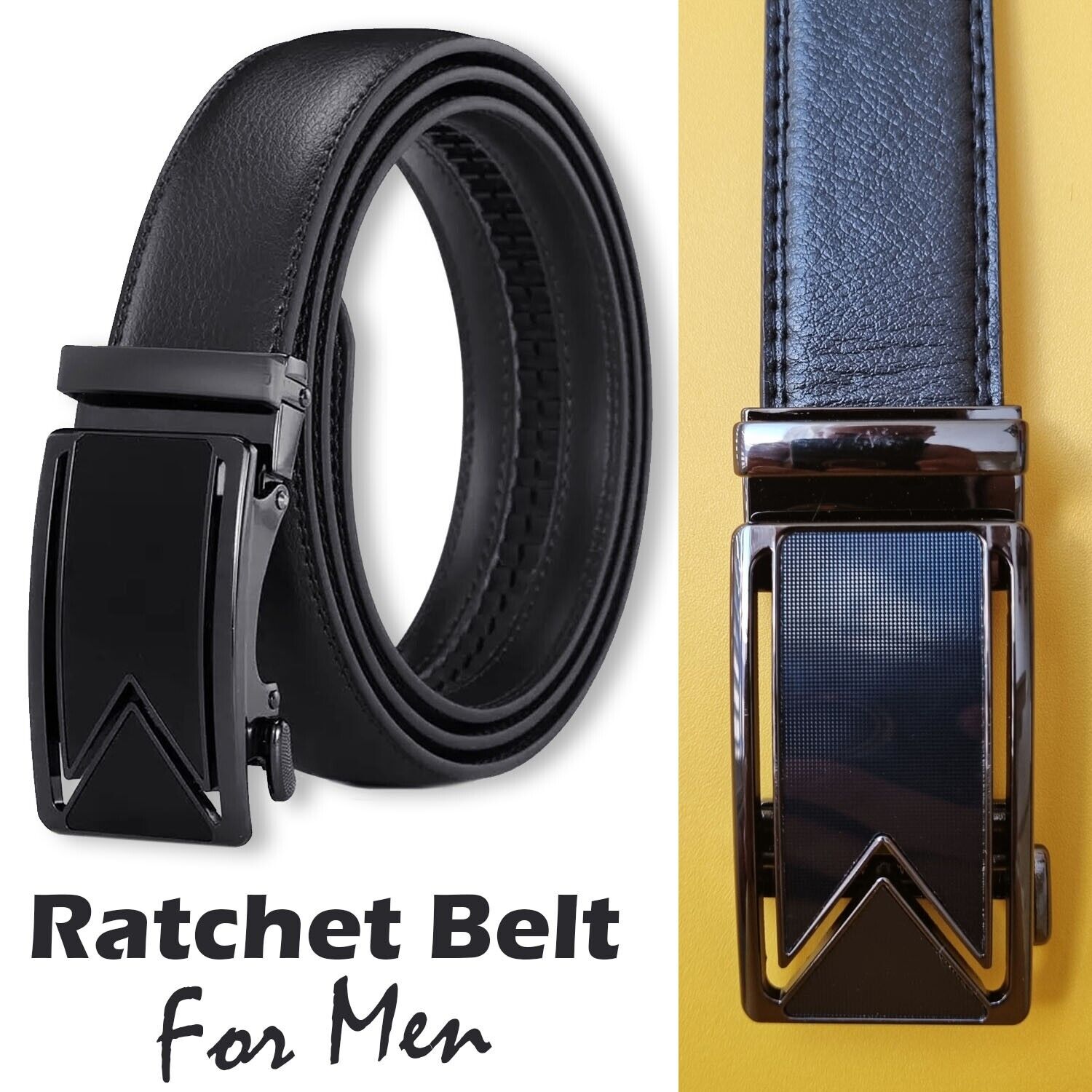 Microfiber Leather Mens Ratchet Belt Belts For Men Adjustable Automatic Buckle
