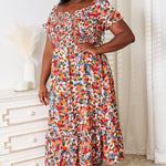 Double Take Plus Size Floral Smocked Square Neck Dress
