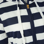 Hooded large size long sleeve striped sweater
