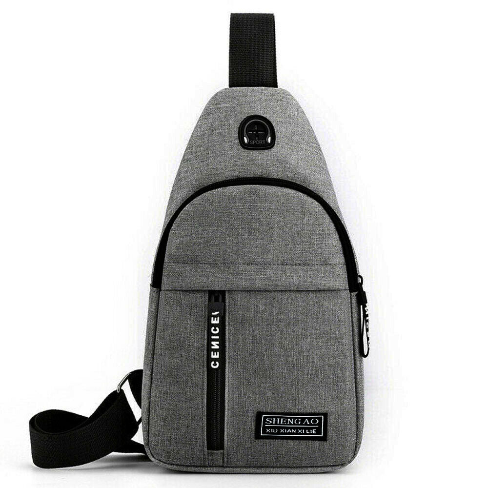 Mens Sling Bag Cross Body Handbag Chest Bag Shoulder Pack Sports Travel Backpack Gray
