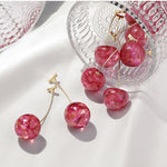 New Net Red Temperament French Dried Cherry Long Sweet And Fashionable Cherry Earrings
