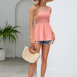 Smocked Square Neck Babydoll Tank
