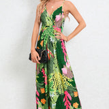 Printed Surplice Maxi Cami Dress
