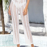 Cutout Drawstring High Waist Swim Pants
