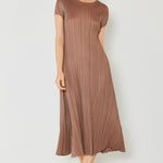 Marina West Swim Pleated Cap Sleeve A-Line Dress
