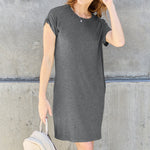 Basic Bae Full Size Round Neck Short Sleeve Dress with Pockets
