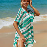 Tassel Openwork Striped V-Neck Cover Up
