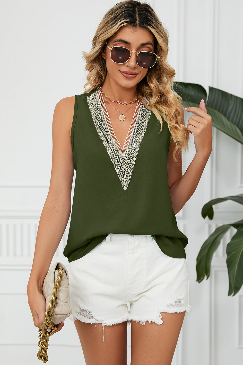 V-Neck Wide Strap Tank
