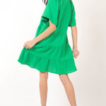 VERY J Texture V-Neck Ruffled Tiered Dress
