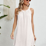 Eyelet Grecian Neck Mini Dress
