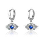 925 Sterling Silver CZ Evil Eye Dangle Hoop Earrings For Women Girls
