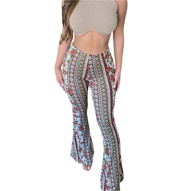 Women's  Flare Ethnic Print Pants
