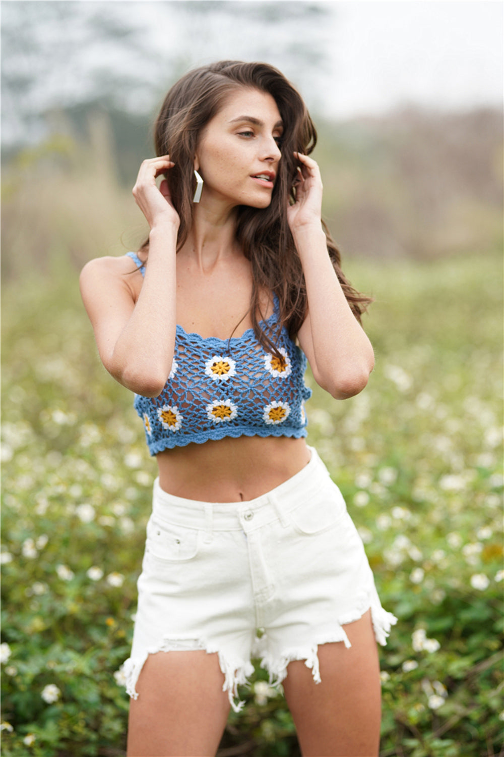 Floral Crochet Cropped Cami
