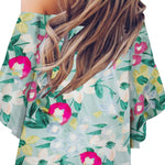 Tied Printed Off-Shoulder Half Sleeve Blouse
