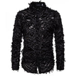 Feather tassel lapel shirt men
