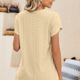 Eyelet V-Neck Petal Sleeve T-Shirt
