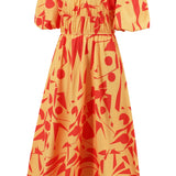 Printed Off-Shoulder Balloon Sleeve Dress
