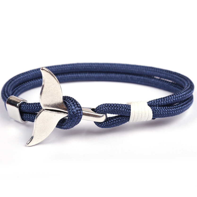 Anchor whale tail umbrella rope handmade couple bracelet
