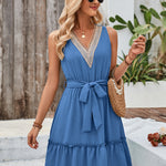 Tied Frill Sleeveless Mini Dress
