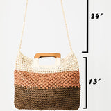 Fame Color Block Double-Use Braided Tote Bag
