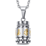 Trend Titanium Steel Prayer Wheel Six-word Mantra Pendant
