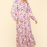 Haptics Full Size Floral V-Neck Long Sleeve Dress with Side Pockets
