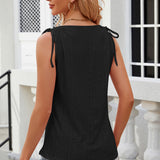 Eyelet Round Neck Wide Strap Tank
