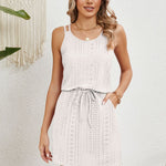 Eyelet Scoop Neck Sleeveless Dress
