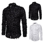 Feather tassel lapel shirt men
