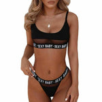 Sexy openwork letters split bikini
