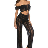 Cutout Drawstring High Waist Swim Pants
