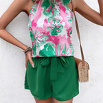 Floral Tied Round Neck Tank
