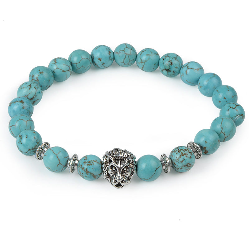 Natural Stone Owl Head Yoga Bracelet
