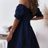 Full Size Ruffled Off-Shoulder Short Sleeve Dress
