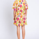 GeeGee Floral V-Neck Ruffle Hem Mini Dress
