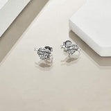 Love Heart Stud Earrings Hypoallergenic Sterling Silver Jewelry
