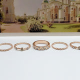 European And American Jewelry Rose Gold Stackable Diamonds Set Of Five Sets Of Rings BohemiaJ
