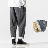 Washed jeans Chinese style harem pants
