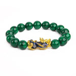 Thermochromic 12mm Green Chalcedony Warm Color Mascot Bracelet
