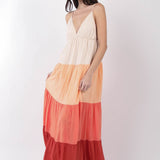 VERY J Color Block Tiered Maxi Cami Dress
