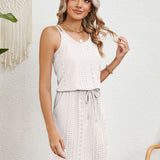 Eyelet Scoop Neck Sleeveless Dress
