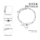 925 Sterling Silver Evil Eye Anklets Double Layered Chain For Women Girls Birthday Gifts Summer Beach Dainty Jewelry
