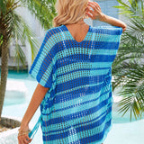 Tassel Openwork Striped V-Neck Cover Up
