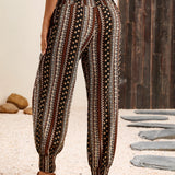 Tied Printed High Waist Pants
