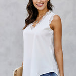 V-Neck Lace Trim Tank Top
