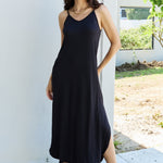 Ninexis Good Energy Full Size Cami Side Slit Maxi Dress in Black
