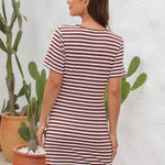 Cutout Striped Round Neck Short Sleeve Dress
