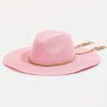 Fame Straw Braided Rope Strap Fedora Hat
