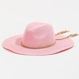 Fame Straw Braided Rope Strap Fedora Hat
