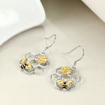 925 Sterling Silver Beehive Honeycomb and Bee Earrings for Women
